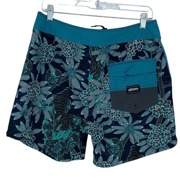 Quicksilver black & teal palm floral print boardshorts, 31 - Picture 2 of 16